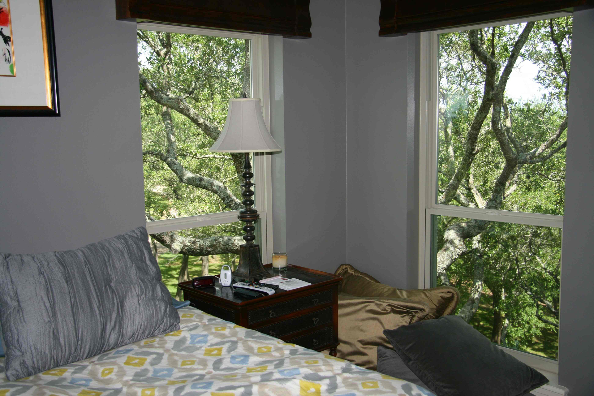 Bedroom with two windows