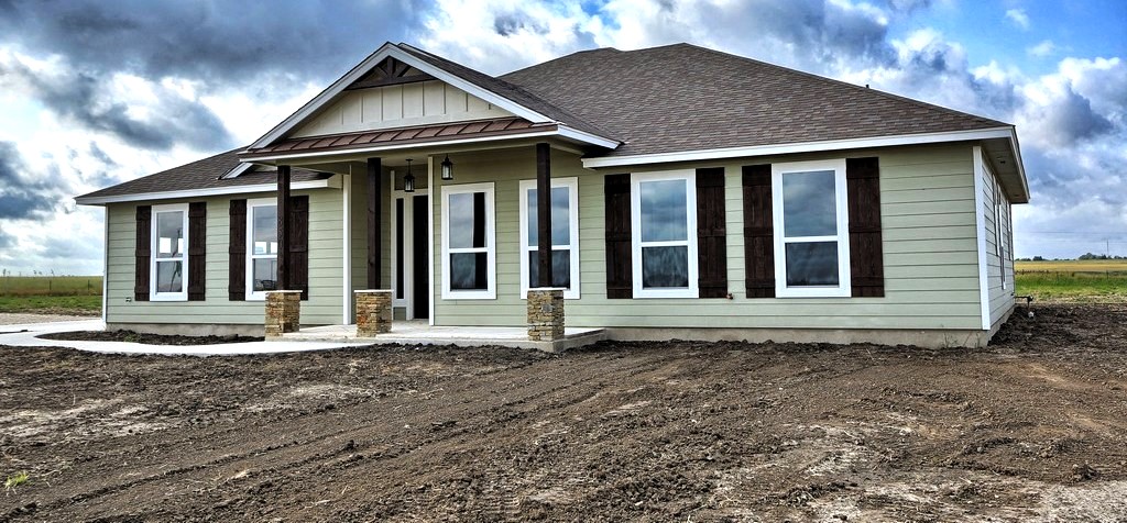 A new house like the one being built by Geometry in Construction students at Hendrickson High School in Pflugerville, TX