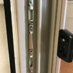 Sliding patio door durable, dual latching lock keeper dual latching lock keeper